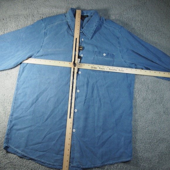 Tulliano Shirt Mens XL Button Up 100% Silk Cutaway Collar Blue Casual‎ Adult - Picture 4 of 10